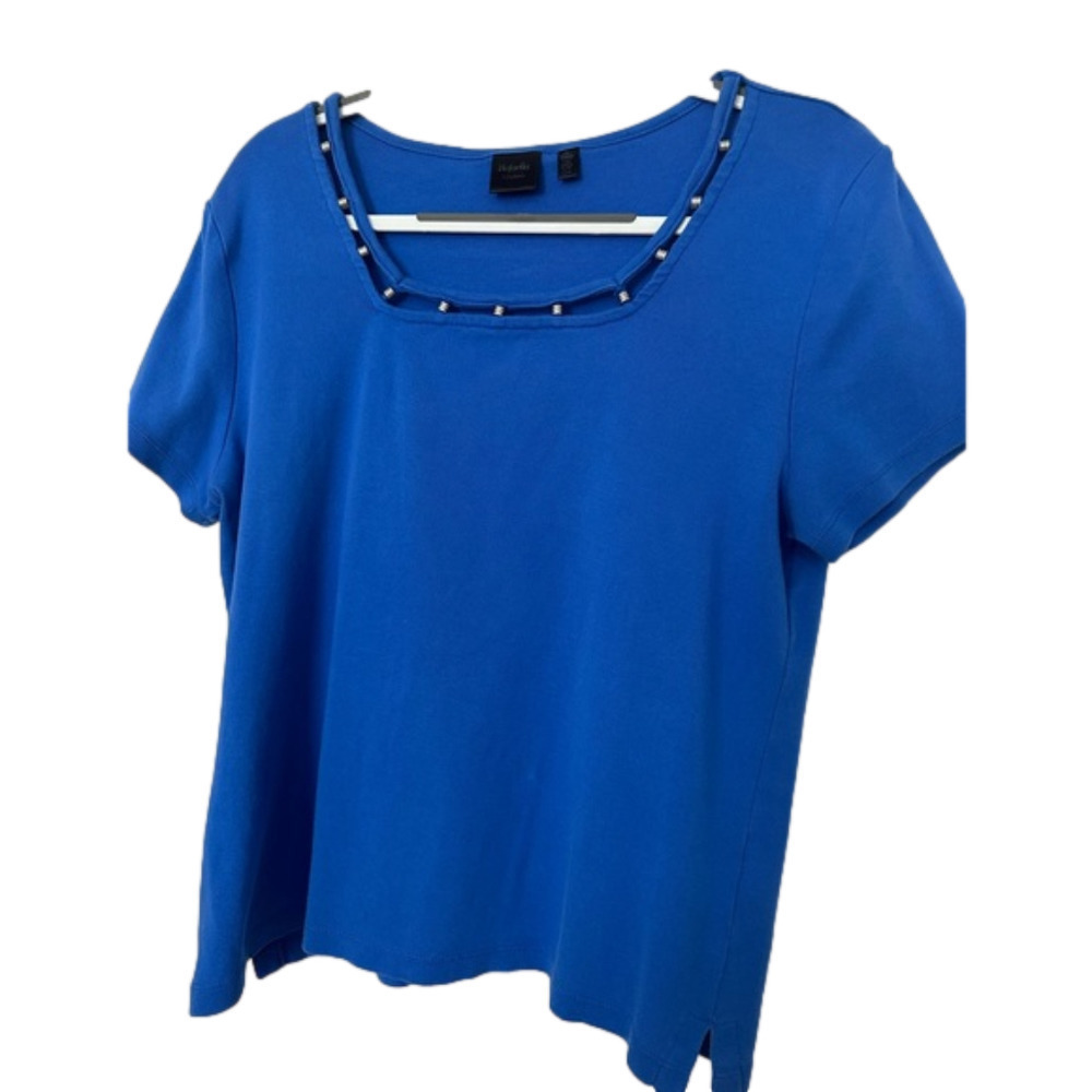 Rafaella Studio Cotton Cap Sleeve with Embellished Neckline